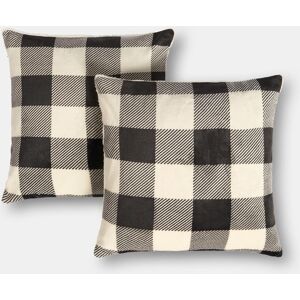 OHS 2 Pack Gingham Flannel Decorative Square Cushion Covers, Monochrome in White Size: 45 cm x 45 cm White 45 cm x 45 cm OHS 2 Pack Gingham Flannel Decorative Square Cushion Covers, Monochrome in White Size: 45 cm x 45 cm White 45 cm x 45 cm