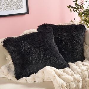 OHS 2 Pack Ultra Soft Fluffy Decorative Square Cushion Covers in Black Size: 45 cm x 45 cm Black 45 cm x 45 cm OHS 2 Pack Ultra Soft Fluffy Decorative Square Cushion Covers in Black Size: 45 cm x 45 cm Black 45 cm x 45 cm