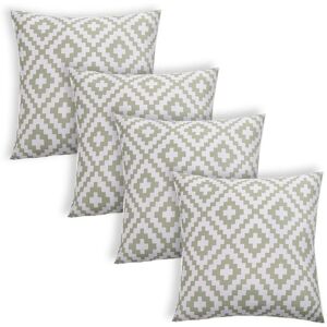 OHS 4 Pack Geometric Cushion Cover Water Resistant Outdoor in Green Size: 45 cm x 45 cm Green 45 cm x 45 cm OHS 4 Pack Geometric Cushion Cover Water Resistant Outdoor in Green Size: 45 cm x 45 cm Green 45 cm x 45 cm