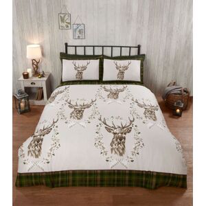 Rapport Home Angus Stag Brushed Cotton Bedding Set in Green Size: Double Green Double Rapport Home Angus Stag Brushed Cotton Bedding Set in Green Size: Double Green Double