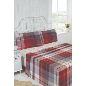 Rapport Home Lomond Brushed Cotton Check Luxury Flannelette Complete Sheet Set in Red Size: Single Red Single Rapport Home Lomond Brushed Cotton Check Luxury Flannelette Complete Sheet Set in Red Size: Single Red Single