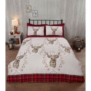 Rapport Home Angus Stag Brushed Cotton Bedding Set in Red Size: Double Red Double Rapport Home Angus Stag Brushed Cotton Bedding Set in Red Size: Double Red Double