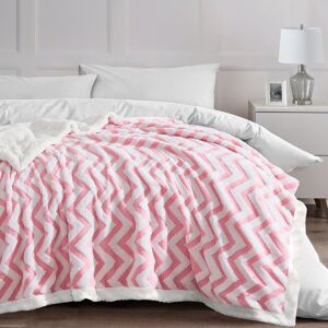 Velosso Thermal Sherpa Backed Blanket, Textured Jacquard with Chevron Pattern in Pink Size: 150 cm × 200 cm Pink 150 cm × 200 cm Velosso Thermal Sherpa Backed Blanket, Textured Jacquard with Chevron Pattern in Pink Size: 150 cm × 200 cm Pink 150 cm × 200 cm