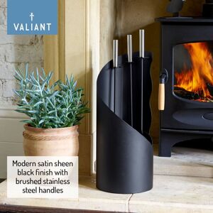 Valiant Fireside Companion Tool Set Includes Ash Brush, Coal Shovel, Log Poker & Decorative Stand in Black Black Valiant Fireside Companion Tool Set Includes Ash Brush, Coal Shovel, Log Poker & Decorative Stand in Black Black