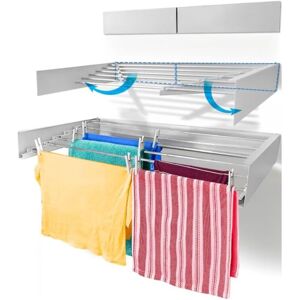 Groundlevel Wall Mounted Folding Laundry Clothes Drying Rack in White White Groundlevel Wall Mounted Folding Laundry Clothes Drying Rack in White White