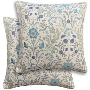 Enhanced Living Pair of Cotswold Floral Double Sided Zip Opening Piped Edge Cushion Covers - Cases Only in Blue Size: 45 cm x 45 cm Blue 45 cm x 45 cm Enhanced Living Pair of Cotswold Floral Double Sided Zip Opening Piped Edge Cushion Covers - Cases Only in Blue Size: 45 cm x 45 cm Blue 45 cm x 45 cm