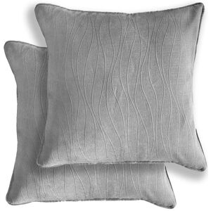 Enhanced Living Pair of Goodwood Textured Wave Pattern Double Sided Zip Opening Piped Edge Cushion Covers - 43x43cm - Cases Only Silver 43 cm x 43 cm Enhanced Living Pair of Goodwood Textured Wave Pattern Double Sided Zip Opening Piped Edge Cushion Covers - 43x43cm - Cases Only Silver 43 cm x 43 cm