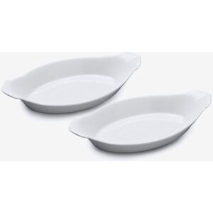 WM Bartleet & Sons Porcelain Traditional Oval Gratin Dish 17cm Set of 2 in White White WM Bartleet & Sons Porcelain Traditional Oval Gratin Dish 17cm Set of 2 in White White