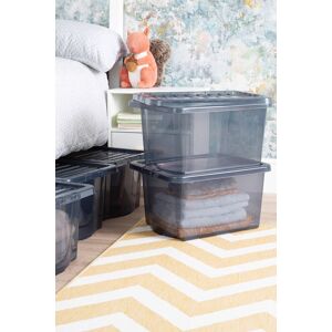Wham Crystal 5 x 28L Stackable Plastic Storage Boxes with Lids in Black Black Wham Crystal 5 x 28L Stackable Plastic Storage Boxes with Lids in Black Black
