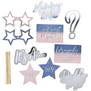 Club Green Gender Reveal Photo Booth Props - Pack of 10 Multicolor Club Green Gender Reveal Photo Booth Props - Pack of 10 Multicolor