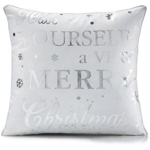 Luxury Living Christmas Message Decorative Cushion Cover 45cm x 45cm in White Size: 45 cm x 45 cm White 45 cm x 45 cm Luxury Living Christmas Message Decorative Cushion Cover 45cm x 45cm in White Size: 45 cm x 45 cm White 45 cm x 45 cm