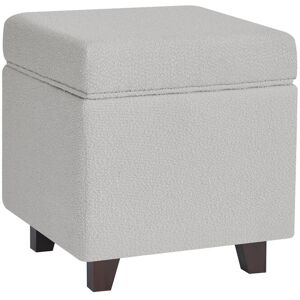 Luxury Living Boucle Fabric Ottoman Footstool with Storage - Contemporary Square Design, Multi-Use as Stool, Chair, or Footrest in Grey Grey Luxury Living Boucle Fabric Ottoman Footstool with Storage - Contemporary Square Design, Multi-Use as Stool, Chair, or Footrest in Grey Grey