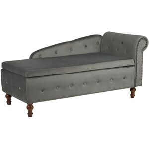 Luxury Living Velvet Chaise Longue with storage in Grey Grey Luxury Living Velvet Chaise Longue with storage in Grey Grey