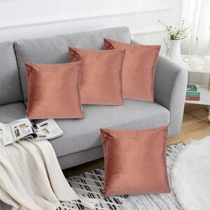 Luxury Living Luxurious Velvet Cushions Set of 4 - Soft Plush Fibre Pads, Vibrant Colours for Sofa & Bed Décor in Pink Size: 45 cm x 45 cm Pink 45 cm x 45 cm Luxury Living Luxurious Velvet Cushions Set of 4 - Soft Plush Fibre Pads, Vibrant Colours for Sofa & Bed Décor in Pink Size: 45 cm x 45 cm Pink 45 cm x 45 cm