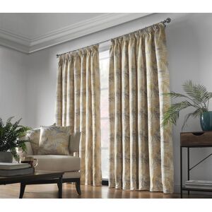 Luxury Living Luxury Fern Jacquard Pencil Pleat Taped Top Ready Made Curtains in Yellow Size: 137 cm width x 229 cm drop Yellow 137 cm width x 229 cm drop Luxury Living Luxury Fern Jacquard Pencil Pleat Taped Top Ready Made Curtains in Yellow Size: 137 cm width x 229 cm drop Yellow 137 cm width x 229 cm drop