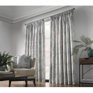 Luxury Living Luxury Fern Jacquard Pencil Pleat Taped Top Ready Made Curtains in Silver Size: 229 cm width x 274 cm drop Silver 229 cm width x 274 cm drop Luxury Living Luxury Fern Jacquard Pencil Pleat Taped Top Ready Made Curtains in Silver Size: 229 cm width x 274 cm drop Silver 229 cm width x 274 cm drop