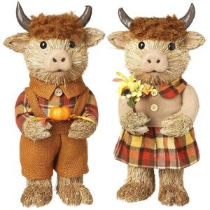 Garden Greatness Set of 2 Straw Highland Cows - Autumn Pumpkin Decor in Brown Size: 1 Pack Brown 1 Pack Garden Greatness Set of 2 Straw Highland Cows - Autumn Pumpkin Decor in Brown Size: 1 Pack Brown 1 Pack