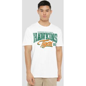 Stranger Things Hawkins Tigers 86 T-Shirt, White Size: Large White L Stranger Things Hawkins Tigers 86 T-Shirt, White Size: Large White L