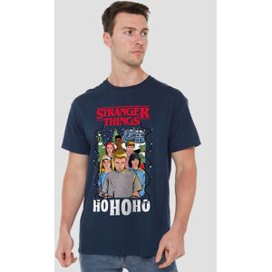 Stranger Things Group Ho Ho Ho Christmas T-Shirt, Navy Size: Large Navy L Stranger Things Group Ho Ho Ho Christmas T-Shirt, Navy Size: Large Navy L