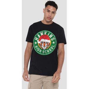 Stranger Things Hawkins High School Christmas Logo T-Shirt, Black Size: Small Black S Stranger Things Hawkins High School Christmas Logo T-Shirt, Black Size: Small Black S