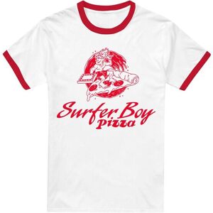 Stranger Things Surfer Boy Pizza Ringer T-Shirt, White/Red Size: XL Multicolor XL Stranger Things Surfer Boy Pizza Ringer T-Shirt, White/Red Size: XL Multicolor XL