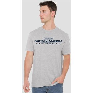Marvel Captain America Brave New World Distressed Logo T-Shirt, Athletic Heather in Light Grey Size: Small Light Grey S Marvel Captain America Brave New World Distressed Logo T-Shirt, Athletic Heather in Light Grey Size: Small Light Grey S