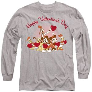 Disney Mickey Mouse Friends Happy Valentine's Day Long Sleeve T-Shirt, Athletic Heather in Light Grey Size: Small Light Grey S Disney Mickey Mouse Friends Happy Valentine's Day Long Sleeve T-Shirt, Athletic Heather in Light Grey Size: Small Light Grey S