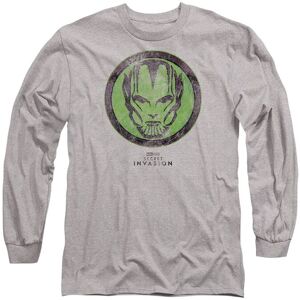 Marvel Secret Invasion Badge Long Sleeve T-Shirt, Athletic Heather in Light Grey Size: 2XL Light Grey 2XL Marvel Secret Invasion Badge Long Sleeve T-Shirt, Athletic Heather in Light Grey Size: 2XL Light Grey 2XL