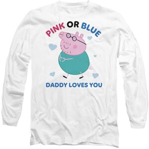 Hasbro Peppa Pig Pink Or Blue Daddy Pig Loves You Long Sleeve T-Shirt, White Size: Large White L Hasbro Peppa Pig Pink Or Blue Daddy Pig Loves You Long Sleeve T-Shirt, White Size: Large White L