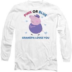 Hasbro Peppa Pig Pink Or Blue Grandpa Pig Loves You Long Sleeve T-Shirt, White Size: Large White L Hasbro Peppa Pig Pink Or Blue Grandpa Pig Loves You Long Sleeve T-Shirt, White Size: Large White L