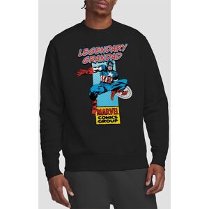 Marvel Comics Presents Corner Box Legendary Captain America Grandad Sweatshirt, Black Size: 2XL Black 2XL Marvel Comics Presents Corner Box Legendary Captain America Grandad Sweatshirt, Black Size: 2XL Black 2XL