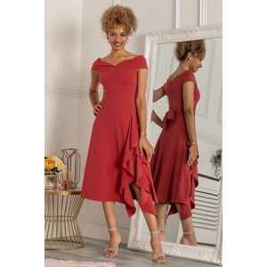 Jolie Moi Women's Desiree Frill Fit & Flare Dress in Dark Red Size: 10 Dark Red 10 Jolie Moi Women's Desiree Frill Fit & Flare Dress in Dark Red Size: 10 Dark Red 10