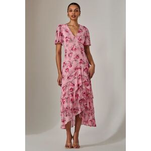 Jolie Moi Women's Mesh Print Frill Hem Midaxi Dress in Baby Pink Size: 14 Baby Pink 14 Jolie Moi Women's Mesh Print Frill Hem Midaxi Dress in Baby Pink Size: 14 Baby Pink 14