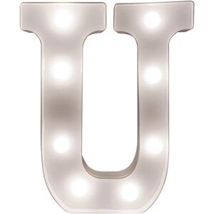 mysmartbuy Battery Powered 3D Letter U LED Light - Freestanding or Wall Mounted Alphabet Lighting Home or Party Decoration - H22 x W14 x D3cm in White White mysmartbuy Battery Powered 3D Letter U LED Light - Freestanding or Wall Mounted Alphabet Lighting Home or Party Decoration - H22 x W14 x D3cm in White White