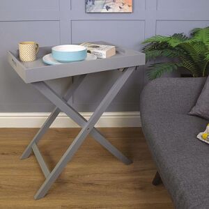 mysmartbuy Folding Butlers Tray & Stand - Stylish Wooden Side Table with Detachable Top for Serving Food or Drinks - H77 x W60 x D40cm in Grey Grey mysmartbuy Folding Butlers Tray & Stand - Stylish Wooden Side Table with Detachable Top for Serving Food or Drinks - H77 x W60 x D40cm in Grey Grey