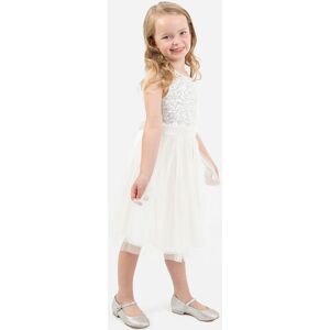 Maya Deluxe Girl's Delicate Sequin Midi Dress in White Size: 3-4 Years White 3-4 Years Maya Deluxe Girl's Delicate Sequin Midi Dress in White Size: 3-4 Years White 3-4 Years