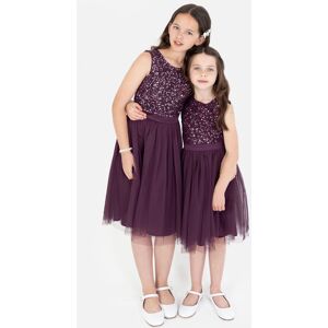 Maya Deluxe Girl's Delicate Sequin Midi Dress in Grape Size: 7-8 Years Grape 7-8 Years Maya Deluxe Girl's Delicate Sequin Midi Dress in Grape Size: 7-8 Years Grape 7-8 Years
