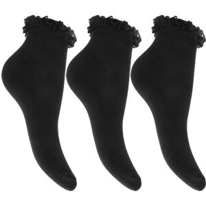 Universal Textiles Women's Ruffled Trim School Socks (Pack Of 3) in Black Size: 9-12 Black 9-12 Universal Textiles Women's Ruffled Trim School Socks (Pack Of 3) in Black Size: 9-12 Black 9-12