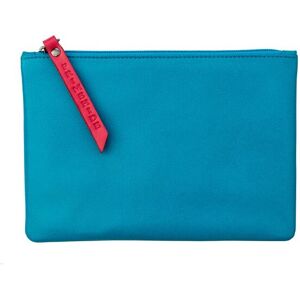 PRIMEHIDE Women's 'Cosmetic' Leather Large Sized Zip Pouch in Blue Blue One Size PRIMEHIDE Women's 'Cosmetic' Leather Large Sized Zip Pouch in Blue Blue One Size