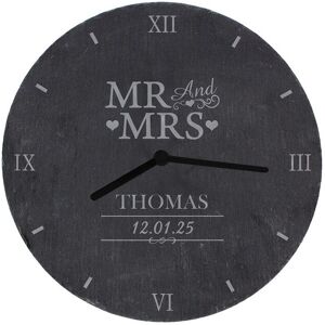 Personalised Memento Company Personalised Mr & Mrs Slate Clock in Black Black Personalised Memento Company Personalised Mr & Mrs Slate Clock in Black Black