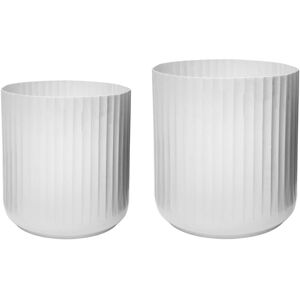 Ivyline Hudson White Corrugated Planters, Set of Two White Ivyline Hudson White Corrugated Planters, Set of Two White