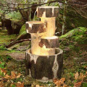 Primrose Log Cascading Water Feature Lights Indoor Outdoor Use H75cm 3 Tier in Natural Natural Primrose Log Cascading Water Feature Lights Indoor Outdoor Use H75cm 3 Tier in Natural Natural