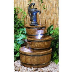 Primrose Hand Barrel Water Feature Bowl Fountain 3 Tier Cascade Garden 92cm in Brown Brown Primrose Hand Barrel Water Feature Bowl Fountain 3 Tier Cascade Garden 92cm in Brown Brown