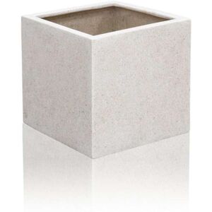 Primrose Poly-Terrazzo White Square Cube Planter Stone Effect With Bung 52cm White Primrose Poly-Terrazzo White Square Cube Planter Stone Effect With Bung 52cm White