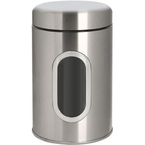 Harbour Housewares 1x Food Storage Container with Window Stainless Steel Tea Coffee Sugar Canister in Metallic Silver Size: 1 Pack Metallic Silver 1 Pack Harbour Housewares 1x Food Storage Container with Window Stainless Steel Tea Coffee Sugar Canister in Metallic Silver Size: 1 Pack Metallic Silver 1 Pack