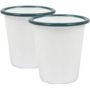 Argon Tableware White Enamel Tumblers - 300ml - Pack of 2 in Green Green Argon Tableware White Enamel Tumblers - 300ml - Pack of 2 in Green Green