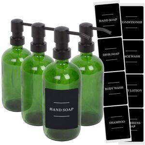 Harbour Housewares Glass Soap Dispensers with Labels - 500ml - Black - Pack of 4 in Green Green Harbour Housewares Glass Soap Dispensers with Labels - 500ml - Black - Pack of 4 in Green Green