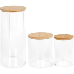 Harbour Housewares Reusable Plastic Bathroom Canister 2-Piece Set with Bamboo Lid in Clear Clear Harbour Housewares Reusable Plastic Bathroom Canister 2-Piece Set with Bamboo Lid in Clear Clear