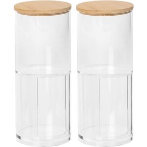 Harbour Housewares Reusable Plastic Stacking Bathroom Canisters with Bamboo Lid - Pack of 2 in Clear Clear Harbour Housewares Reusable Plastic Stacking Bathroom Canisters with Bamboo Lid - Pack of 2 in Clear Clear