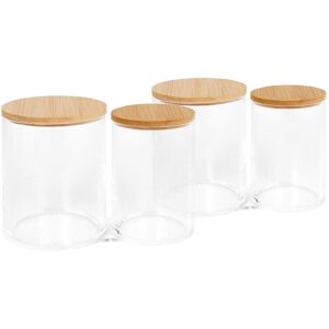 Harbour Housewares Reusable Plastic Twin Bathroom Canisters with Bamboo Lid - Pack of 2 in Clear Clear Harbour Housewares Reusable Plastic Twin Bathroom Canisters with Bamboo Lid - Pack of 2 in Clear Clear
